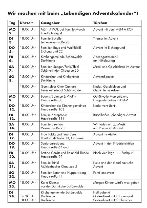 Der lebendige Adventskalender 2019